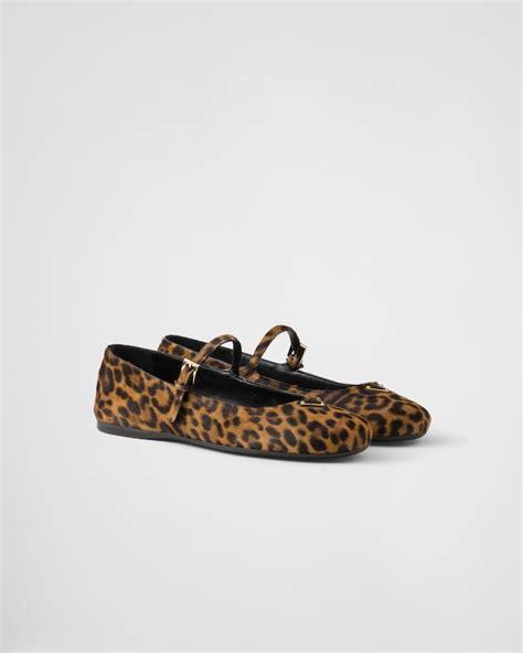 prada leopard flats|Honey Printed Leather Ballerinas .